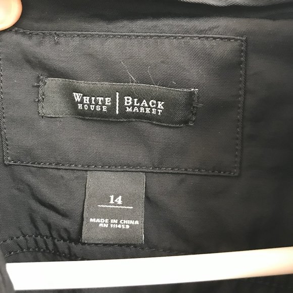 White House Black Market Black Ruffled Lapel Light Nylon Jacket Size 14 - Picture 9 of 10